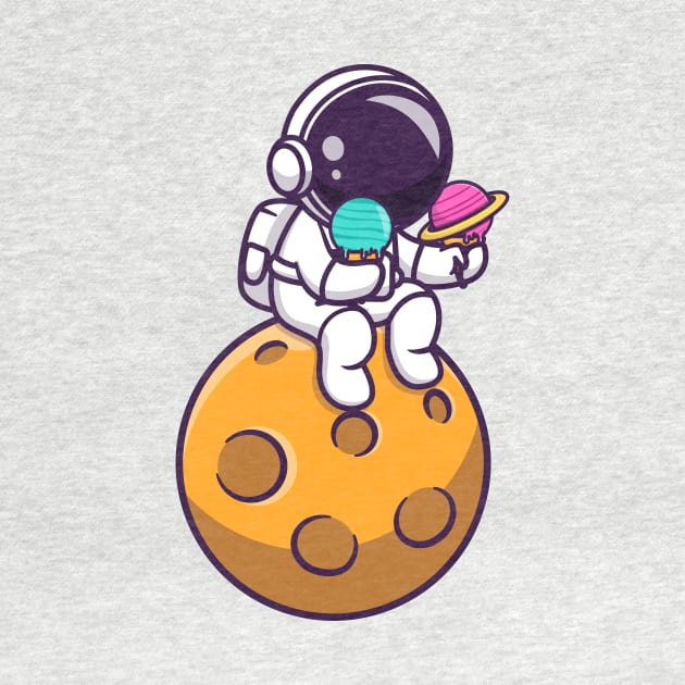 Cute Astronaut Holding Planet Ice Cream On The Planet by Catalyst Labs